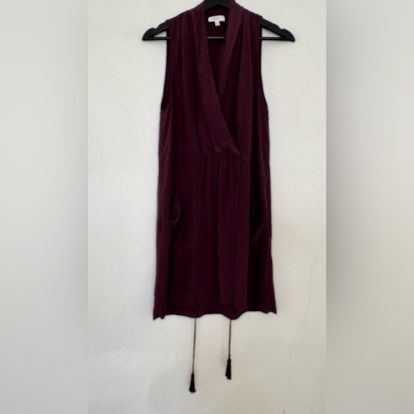 Aritzia Wilfred 100%Silk Sabrine Faux-Wrap Mini Sleeveless Tassel Elegant Dress - Picture 4 of 10